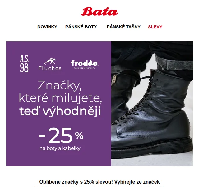 Baťa: sleva 25 % na FLUCHOS a A.S.98 – červen 2026 | Nuslet.cz