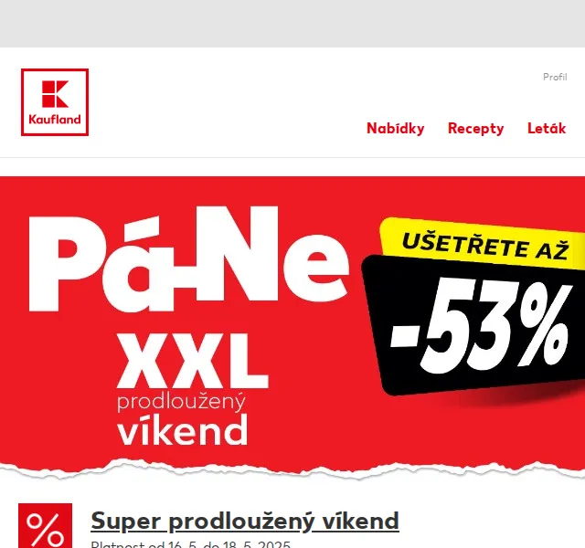 Kaufland: hrozny růžové 59,90 Kč a kuřecí řízky -46% – červenec 2026 | Nuslet.cz
