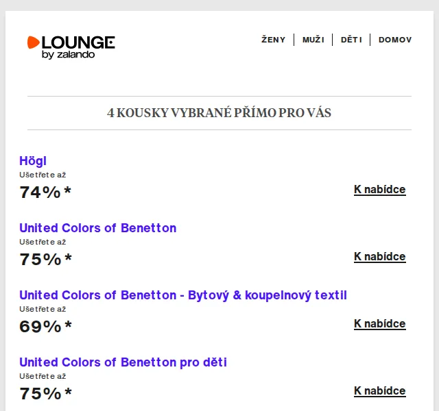 Lounge by Zalando: Högl, Benetton, Didrikson až 75 % – červen 2026 | Nuslet.cz