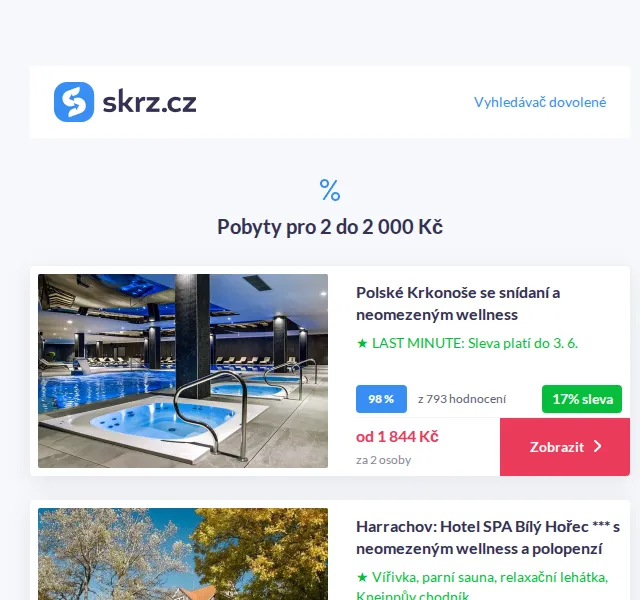 Vánoce na Skrz: Pobyty pro dva do 2 000 Kč – červenec 2026 | Nuslet.cz
