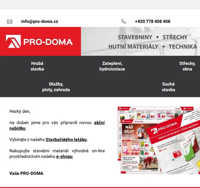 Pro-doma: Stavbařský leták Duben 2026 – dlažby od 569 Kč/m² | Nuslet.cz