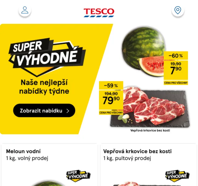 Tesco: Meloun a vepřová krkovice super výhodně – Červenec 2026
