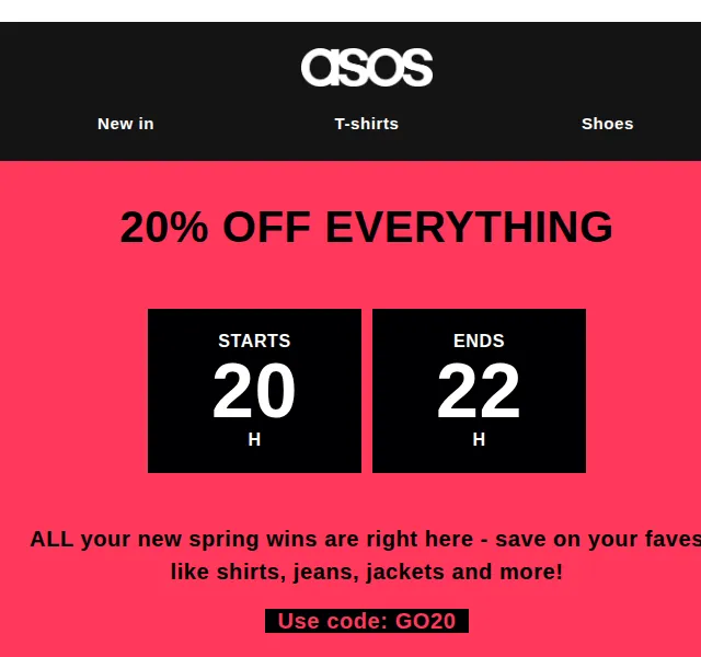 ASOS: 20% sleva na vše 20:00-22:00 – červen 2026 | Nuslet.cz