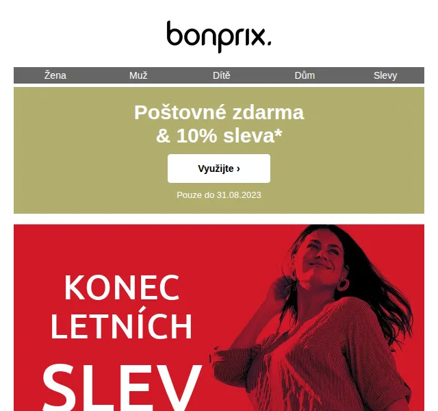 Bonprix: 10% sleva a poštovné zdarma – červen 2026 | Nuslet.cz