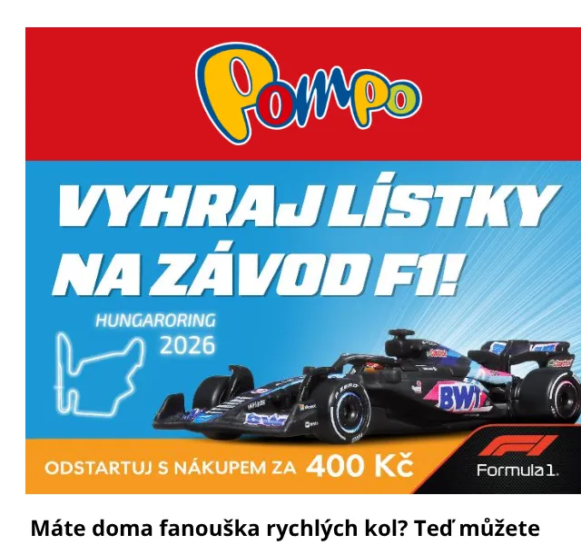 Pompo E-shop: Hot Wheels soutěž F1 lístky – duben 2026