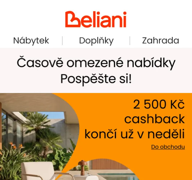 Beliani.cz: Nedělní slevy – август 2026 | Nuslet.cz