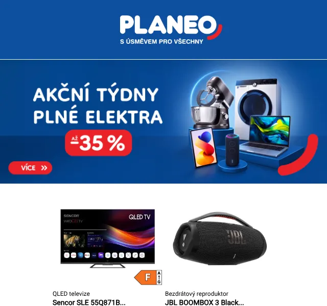 Planeo: QLED TV, notebooky, spotřebiče – slevový kód