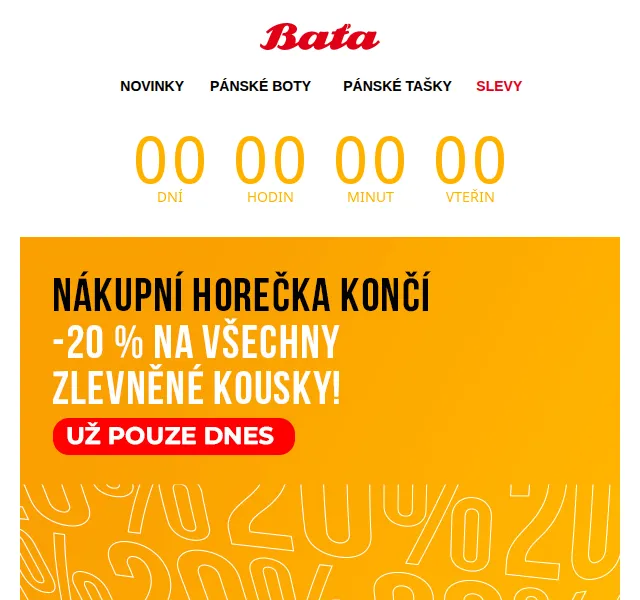 Baťa: Poslední šance na 20% slevu na zlevněné kousky – červen 2026 | Nuslet.cz