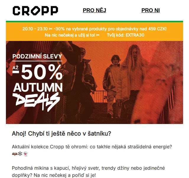 Cropp: –30% na vybrané modely – červen 2026 | Nuslet.cz