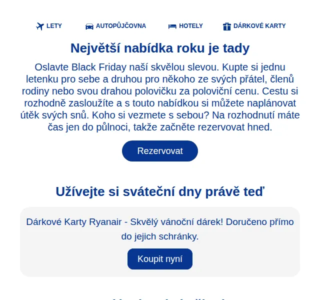 Ryanair: Black Friday – druhá letenka za 50 % – červen 2026 | Nuslet.cz