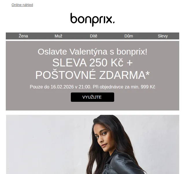 Bonprix: sleva 250 Kč + doprava zdarma – únor 2026