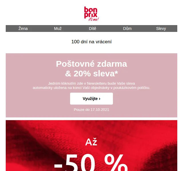 bonprix: 20% sleva a poštovné zdarma – červen 2026 | Nuslet.cz