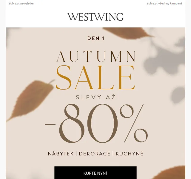 Westwing: Autumn Sale – 80% na 6500+ produktů – červen 2026 | Nuslet.cz