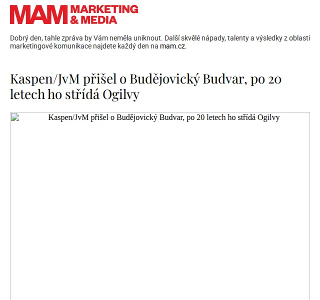 Marketing & Media: Kaspen/JvM končí u Budvaru, Ogilvy nová agentura – červenec 2026 | Nuslet.cz
