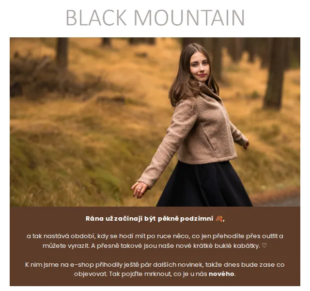 Black Mountain: Krátké buklé kabátky – září 2026