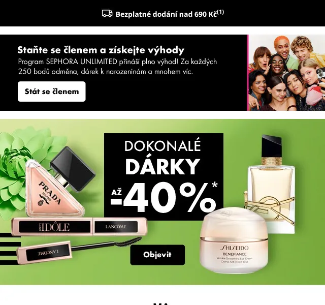Sephora: až –40 % na krásu a péči – duben 2026