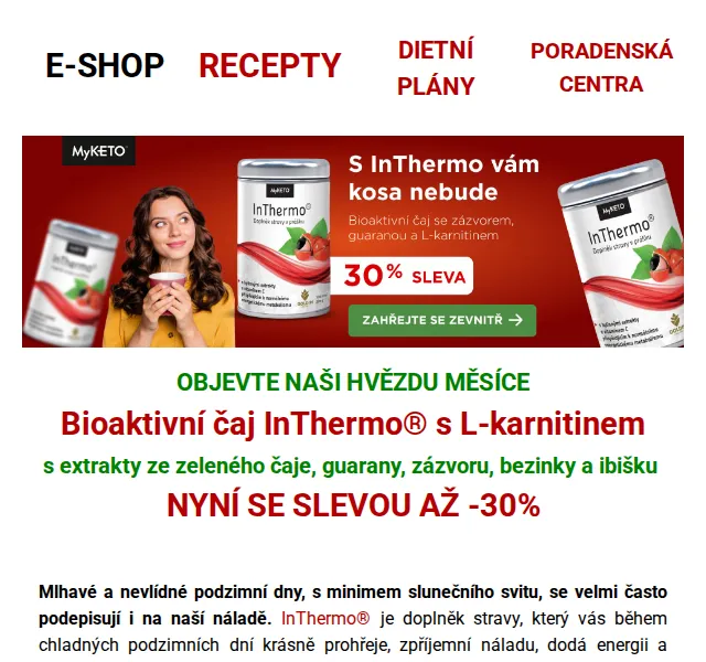 MyKETO: Bioaktivní čaj InThermo se slevou až -30 % – červen 2026 | Nuslet.cz