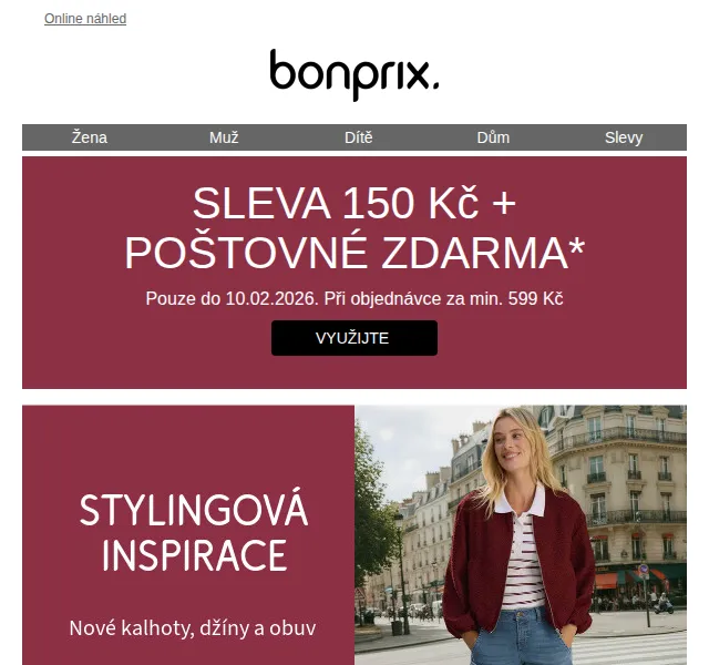 Bonprix: sleva 150 Kč + doprava zdarma – duben 2026