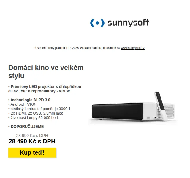 Sunnysoft: projektor, termokamera a GPS kamery – únor 2026 | Nuslet.cz