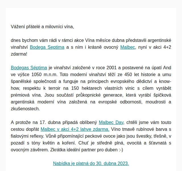 Premier Wines & Spirits | Malbec Bodega Septima 4+2 zdarma – duben 2023 | Nuslet.cz