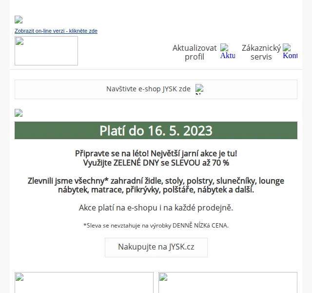 JYSK: Zelené dny – sleva až 70 % na zahradní nábytek – červen 2026 | Nuslet.cz