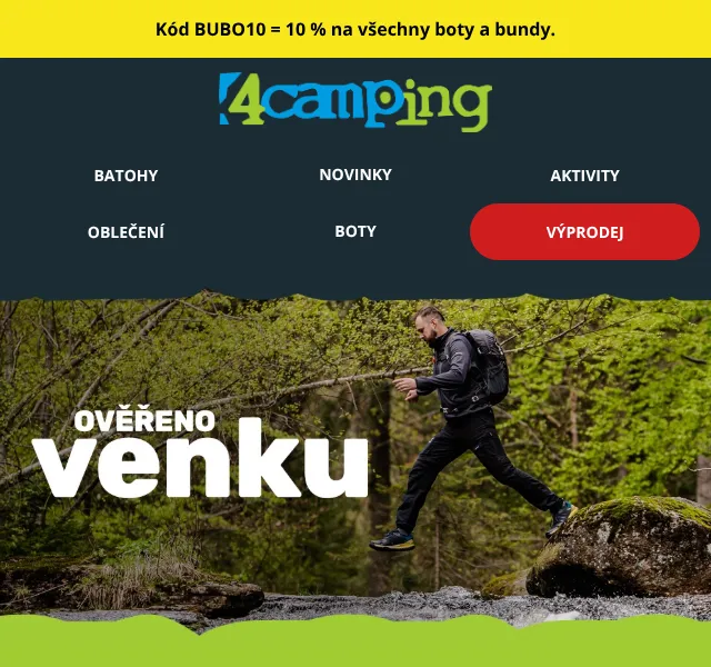 4camping.cz: Kód BUBO10 – 10 % na boty a bundy