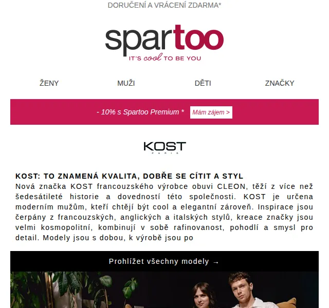 Spartoo: Doručení zdarma značek Kost, Polo Ralph Lauren – červen 2026 | Nuslet.cz