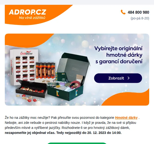 Adrop: Hmotne darky do 20.12. – cokolada, maso, pivo | prosinec 2026 | Nuslet.cz