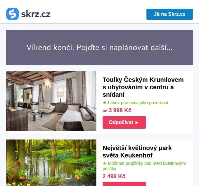 Skrz: Pobyty v ČR od 548 Kč – září 2026 | Nuslet.cz