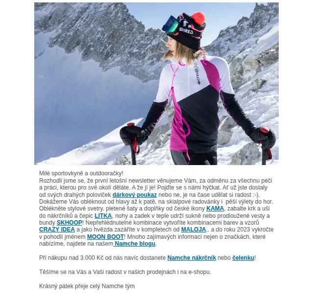 Namcheshop: Až 25% sleva na outdoor oblečení a doplňky – červen 2026 | Nuslet.cz