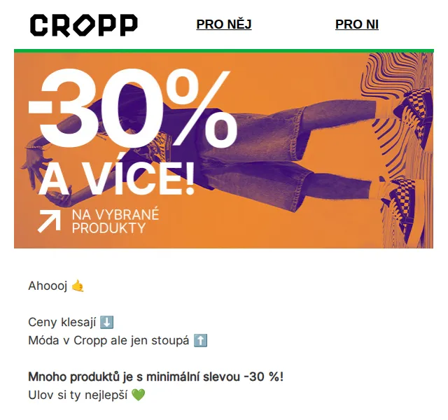 Cropp: slevy až -30 % a doprava zdarma – červen 2026 | Nuslet.cz