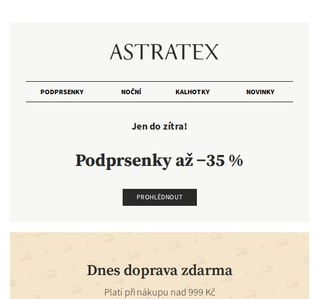 Astratex.cz: Slevy až 35 % na podprsenky a doprava zdarma – červen 2026 | Nuslet.cz