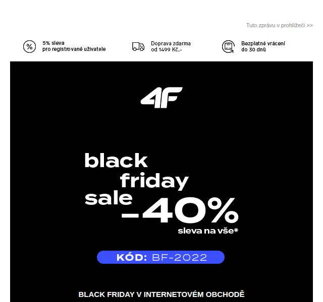 4Fstore: Black Friday – 40% sleva na vše – červen 2026 | Nuslet.cz