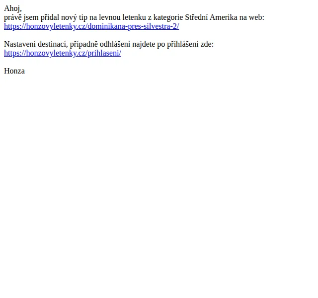 Honzovy letenky: Dominikána přes silvestra – 12 990 Kč – červen 2026 | Nuslet.cz