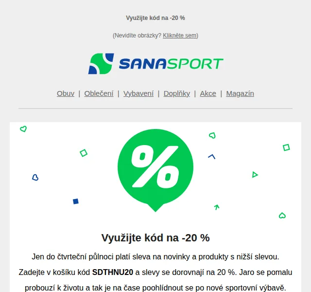 Sanasport: Sleva 20 % na všechno kromě Asics – červen 2026 | Nuslet.cz