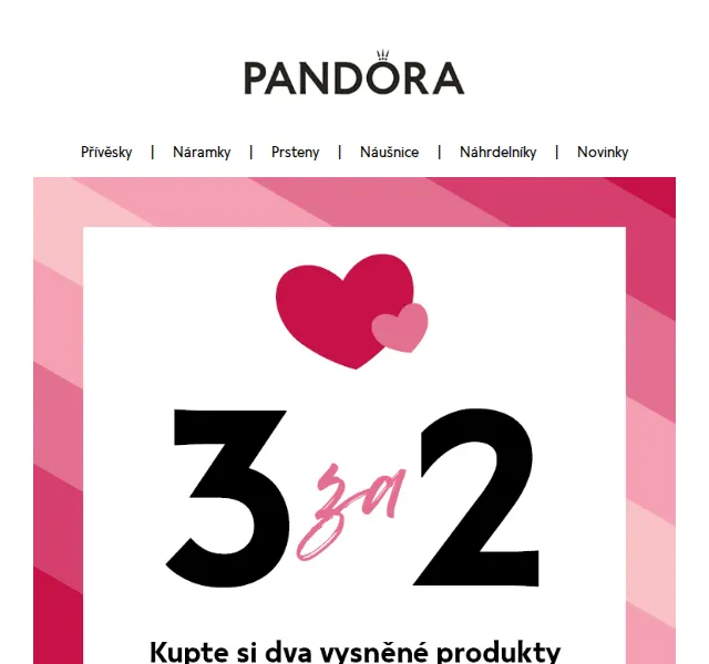 Pandora: 3 za 2 – Valentýnská akce – červen 2026 | Nuslet.cz