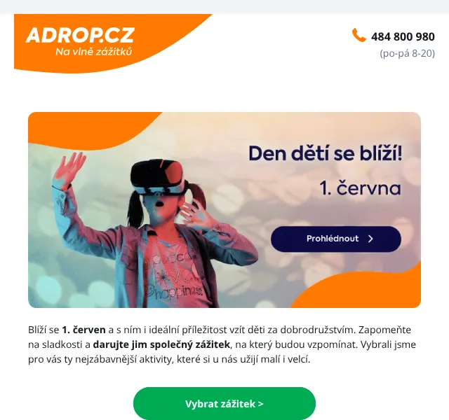 Adrop.cz: Zážitkové dárky pro děti – červen 2026 | Nuslet.cz