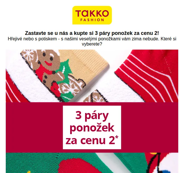 Takko Fashion: 3 páry ponožek za cenu 2 – prosinec 2022 | Nuslet.cz