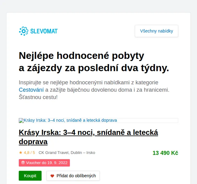 Slevomat: Krásy Irska 3–4 noci se snídaní a leteckou dopravou od 13 490 Kč – červen 2026 | Nuslet.cz