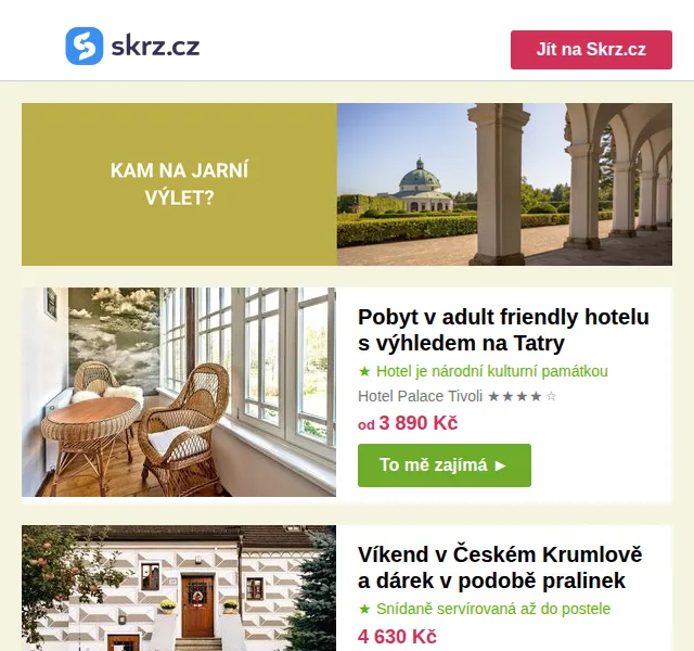 Vánoce na Skrz: jarní výlety a pobyty od 799 Kč – červen 2026 | Nuslet.cz