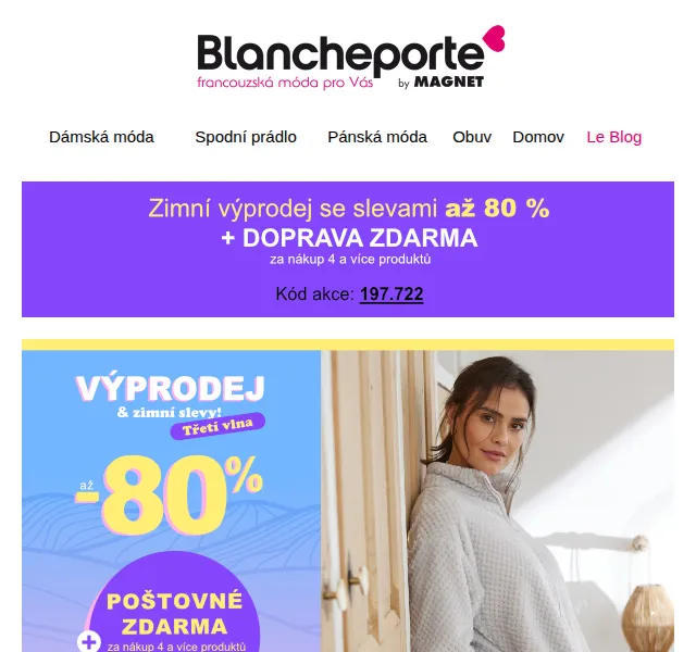 Blancheporte: Slevy až -80 % na domácí oblečení – červenec 2026 | Nuslet.cz