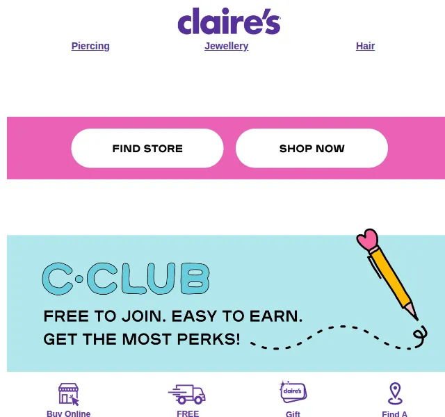 Claire's: 3+3 FREE na vše – červen 2026 | Nuslet.cz