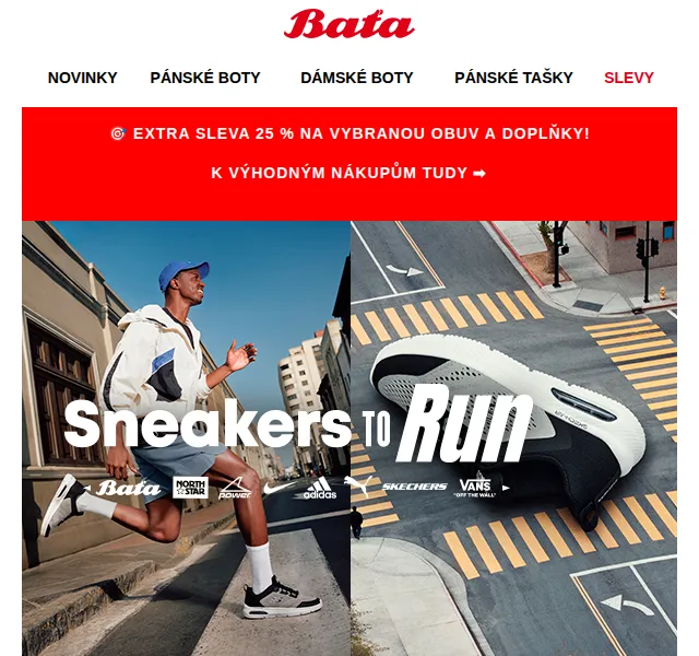Baťa: Sleva 25 % na tenisky Skechers – červen 2026 | Nuslet.cz