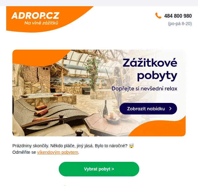Adrop: zážitkové dárky a pobyty – červenec 2026 | Nuslet.cz