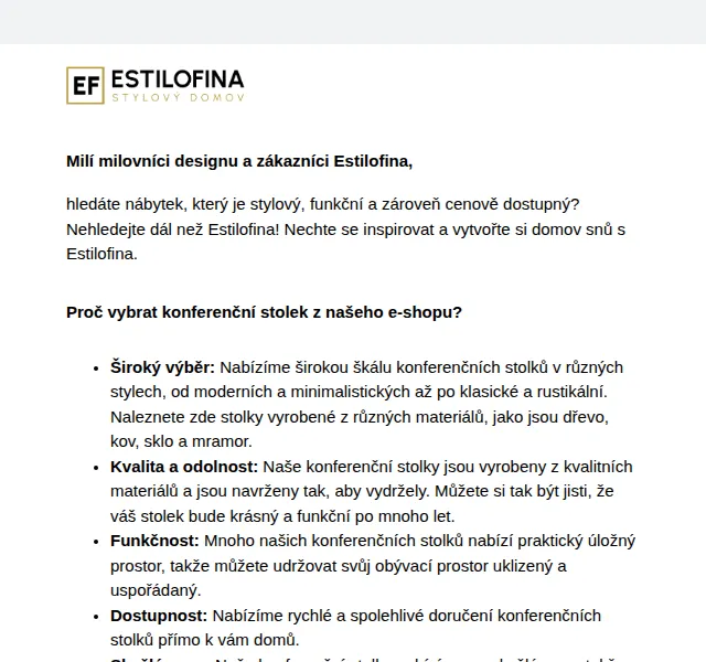 Estilofina-nabytek.cz: konferenční stolky skladem – červenec 2026 | Nuslet.cz