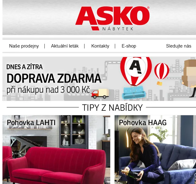 Asko Nábytek: pohovky se slevou 10 % – červen 2026 | Nuslet.cz
