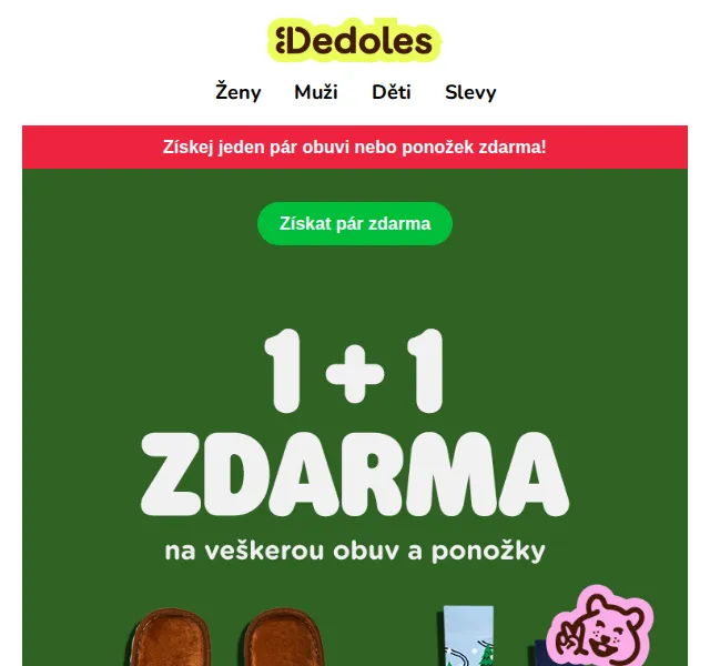 Dedoles.cz: 1+1 na obuv a ponožky – červen 2026 | Nuslet.cz