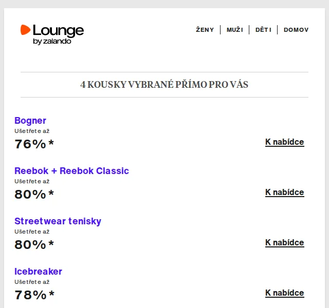 Lounge by Zalando: Bogner, Reebok, Icebreaker – až 80 % | Duben 2026
