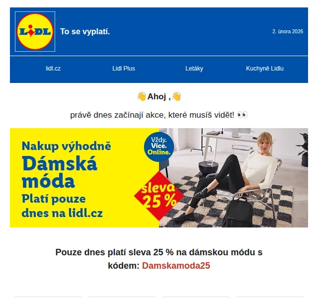 Lidl: 25 % sleva na dámskou módu – únor 2026 | Nuslet.cz