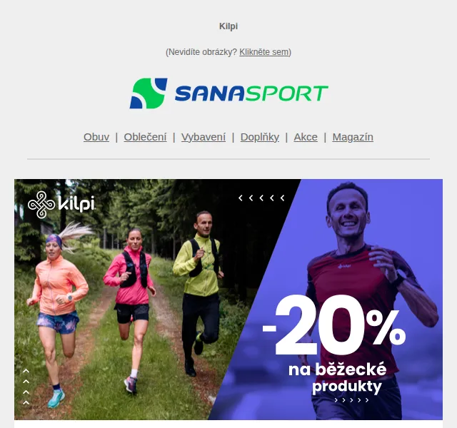 Sanasport: Dodatečná sleva 20 % na běžecké oblečení Kilpi – červen 2026 | Nuslet.cz